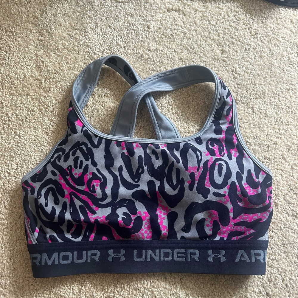 Under Armour Women's Gray and Pink Sports Bra